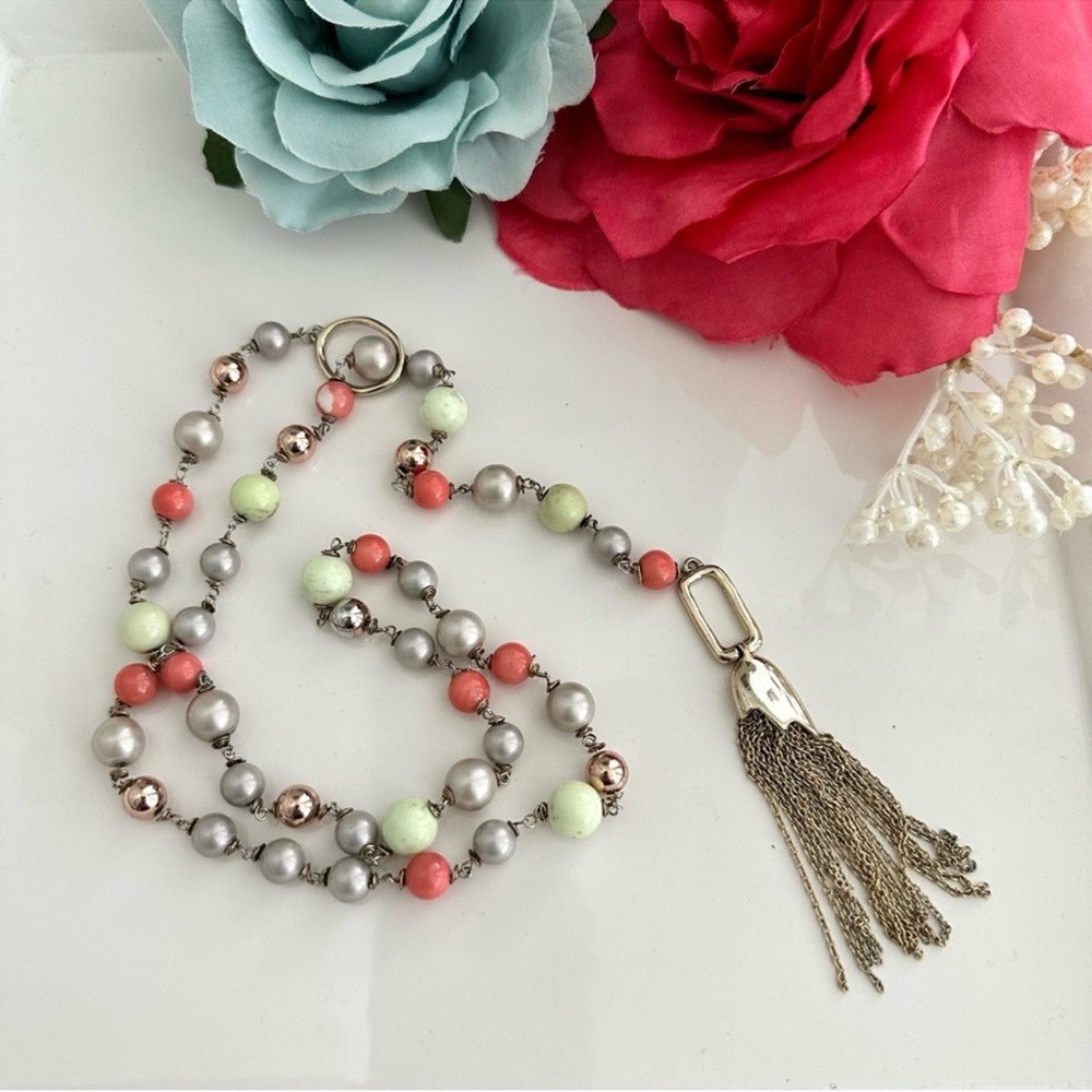 ALEXIS BITTAR Beaded Lariat Tassel Necklace - Picture 2 of 12
